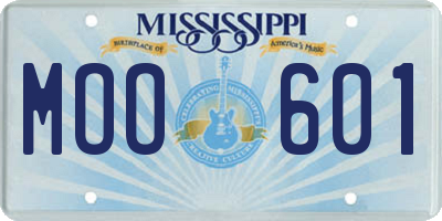 MS license plate MOO601