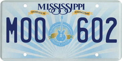 MS license plate MOO602