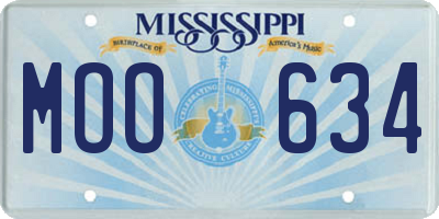 MS license plate MOO634