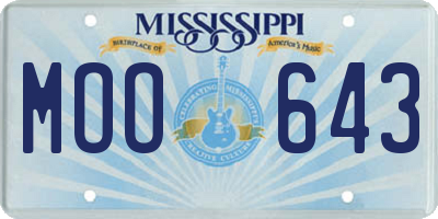 MS license plate MOO643