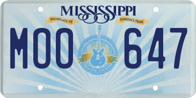 MS license plate MOO647