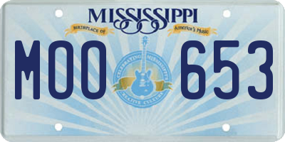 MS license plate MOO653