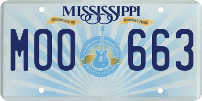 MS license plate MOO663