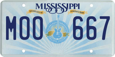 MS license plate MOO667