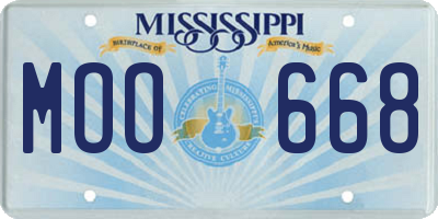 MS license plate MOO668