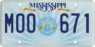MS license plate MOO671