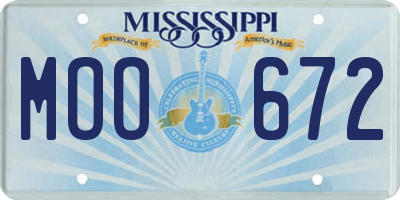 MS license plate MOO672