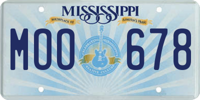 MS license plate MOO678