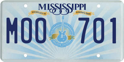MS license plate MOO701