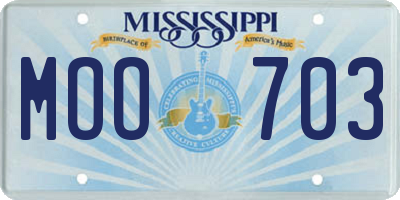 MS license plate MOO703