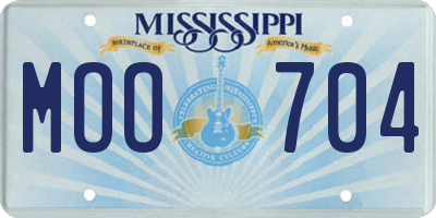MS license plate MOO704