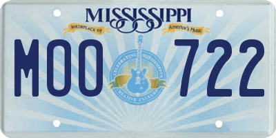 MS license plate MOO722