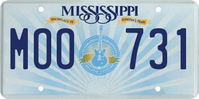 MS license plate MOO731