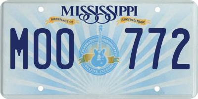 MS license plate MOO772