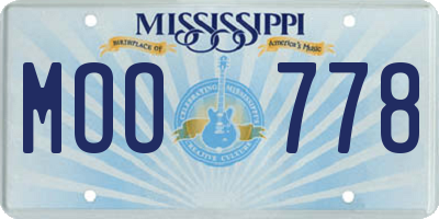 MS license plate MOO778