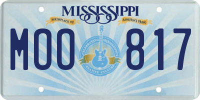 MS license plate MOO817