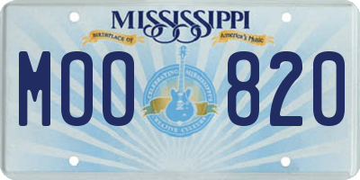 MS license plate MOO820