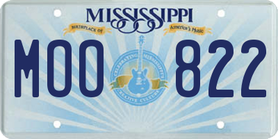 MS license plate MOO822