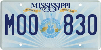 MS license plate MOO830