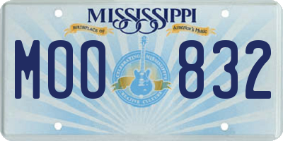 MS license plate MOO832