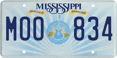 MS license plate MOO834