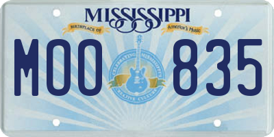 MS license plate MOO835