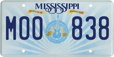 MS license plate MOO838