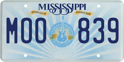 MS license plate MOO839