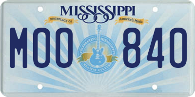 MS license plate MOO840