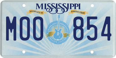 MS license plate MOO854