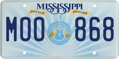 MS license plate MOO868