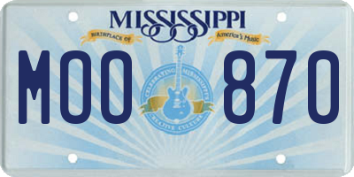 MS license plate MOO870