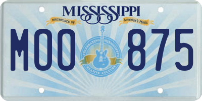 MS license plate MOO875
