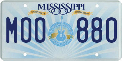 MS license plate MOO880
