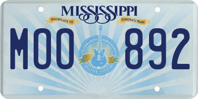 MS license plate MOO892