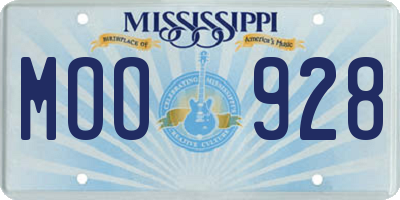 MS license plate MOO928