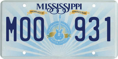 MS license plate MOO931