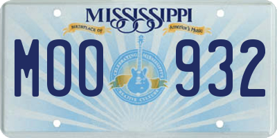 MS license plate MOO932