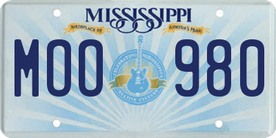 MS license plate MOO980