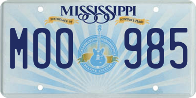 MS license plate MOO985