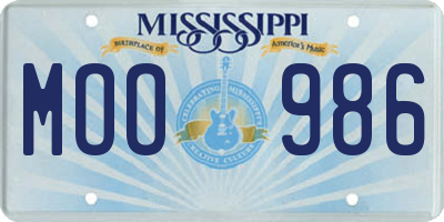 MS license plate MOO986