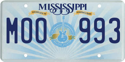MS license plate MOO993