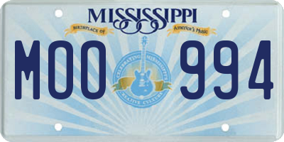 MS license plate MOO994