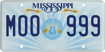 MS license plate MOO999