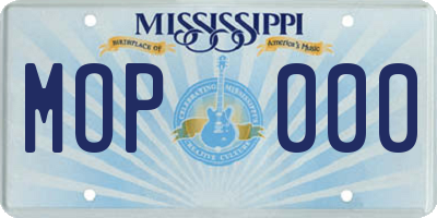 MS license plate MOP000