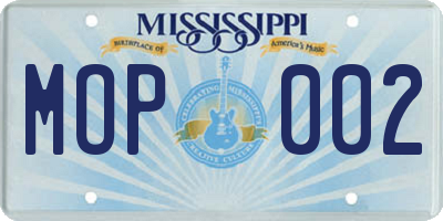 MS license plate MOP002