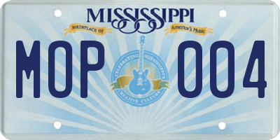MS license plate MOP004