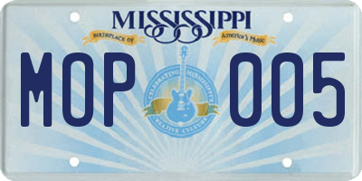 MS license plate MOP005
