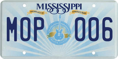 MS license plate MOP006