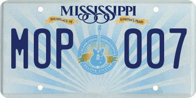 MS license plate MOP007